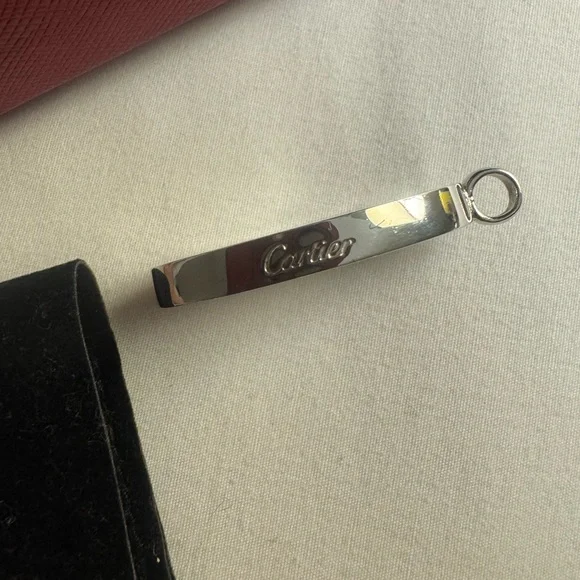 Authentic Cartier 2C Logo Silver Pendant Top Charm w/ Box - Picture 5 of 8